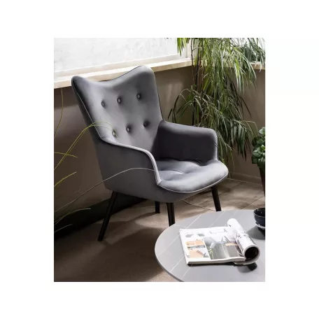 Carmen bársony fotel, fekete, szürke