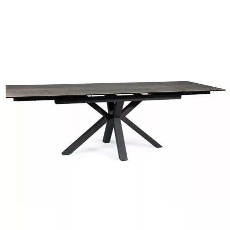 Columbus kerámia asztal, 160X90, fekete, barna