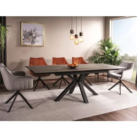 Columbus kerámia asztal, 160X90, fekete, barna