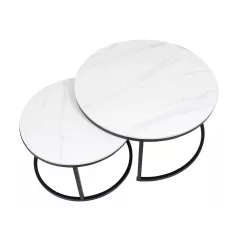 Ferrante C dohányzóasztal szett, 80X80, fekete, fehér