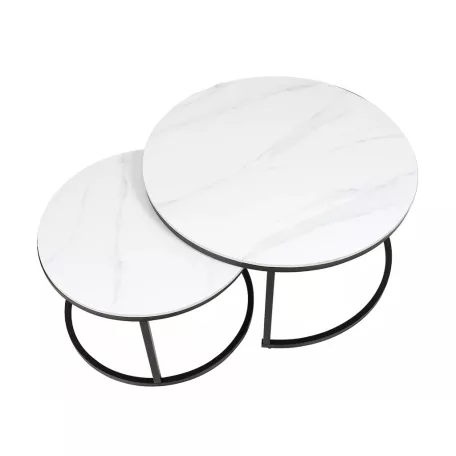 Ferrante C dohányzóasztal szett, 80X80, fekete, fehér