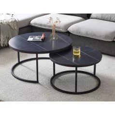 Ferrante D dohányzóasztal szett, 80X80, fekete, fekete