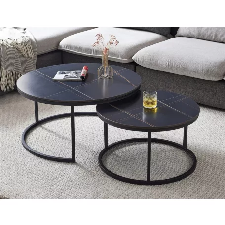 Ferrante D dohányzóasztal szett, 80X80, fekete, fekete