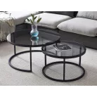 Ferrante E dohányzóasztal szett, 80X80, fekete, üveg