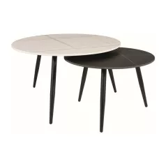 Kora B dohányzóasztal szett, fekete, fehér + fekete