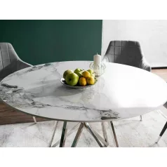 Murano asztal, króm, fehér fényes