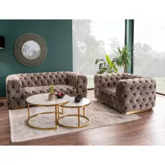   Portafino A dohányzóasztal szett, aranysárga, fehér fényes