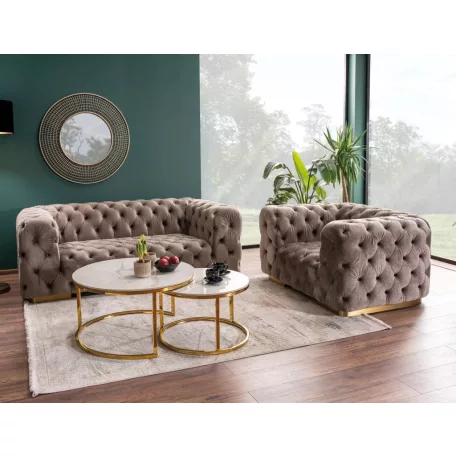 Portafino A dohányzóasztal szett, aranysárga, fehér fényes