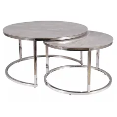 Portafino B dohányzóasztal szett, króm, szürke fényes