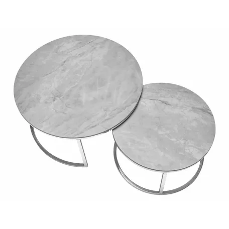 Portafino B dohányzóasztal szett, króm, szürke fényes