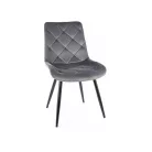 Ralph bársonyszék, fekete, szürke