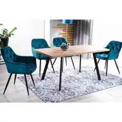 Téglaasztal, 120X80, fekete, kézműves tölgy