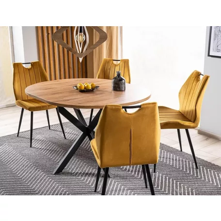 Gaston asztal, 100X100, fekete, kézműves tölgy