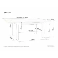 Presto asztal, 140X80, fekete, kézműves tölgy
