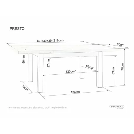 Presto asztal, 140X80, fekete, kézműves tölgy