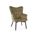 Carmen bársony fotel, fekete, olajzöld