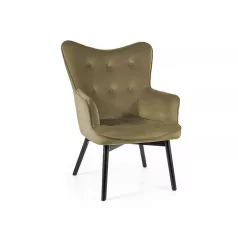 Carmen bársony fotel, fekete, olajzöld