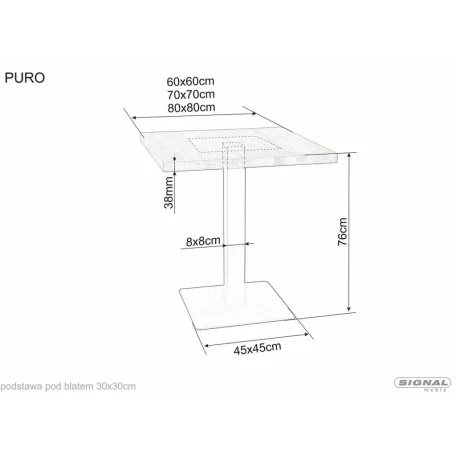 Puro laminált asztal, 80X80, fekete, tölgy