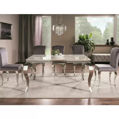 Prince kerámia asztal, 180X90, króm, fehér