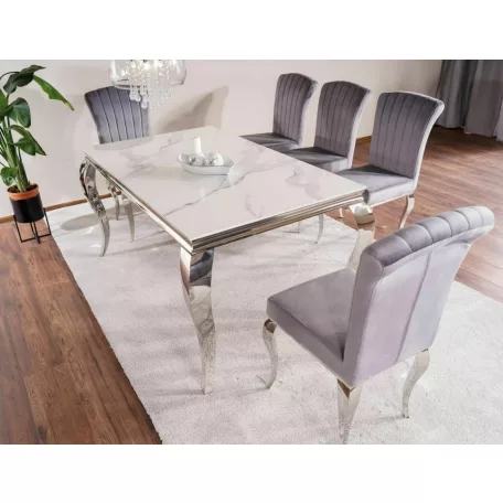 Prince kerámia asztal, 150X90, króm, fehér