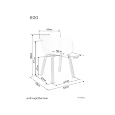 Ego szék, tölgy, fehér