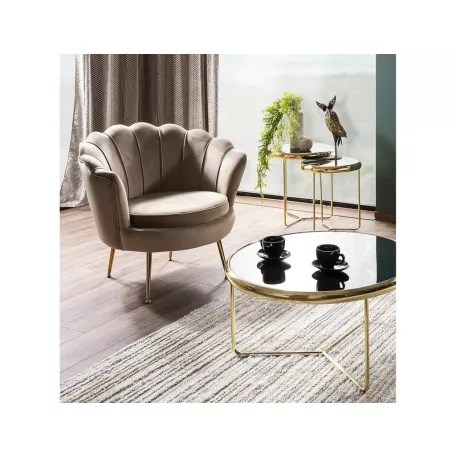 Camellia 1 Bársony Fotel, 76X81, arany, bézs