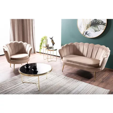 Camellia 1 Bársony Fotel, 76X81, arany, bézs