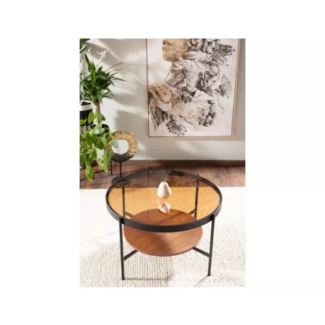 Prima B dohányzóasztal, 74X74, fekete, borostyán