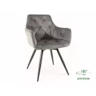 Mango bársony szék, fekete, szürke