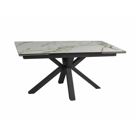 Columbus kerámia borostyánszínű fehér asztal, 160X90, matt fekete, matt fehér