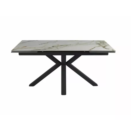 Columbus kerámia borostyánszínű fehér asztal, 160X90, matt fekete, matt fehér