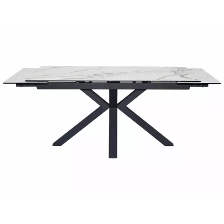 Columbus kerámia borostyánszínű fehér asztal, 160X90, matt fekete, matt fehér