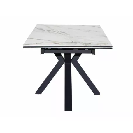 Columbus kerámia borostyánszínű fehér asztal, 160X90, matt fekete, matt fehér