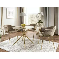 Azalia kerámia asztal, 90X90, aranysárga, fehér fényes