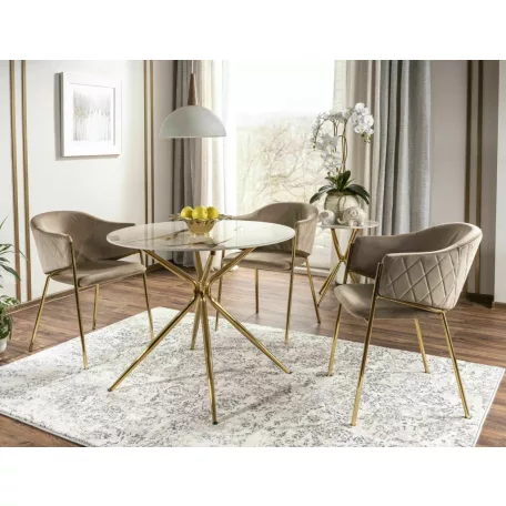 Azalia kerámia asztal, 90X90, aranysárga, fehér fényes