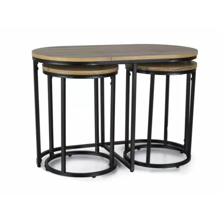 Twix dohányzóasztal szett, 75X40, matt fekete, kézműves tölgy