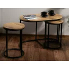 Twix dohányzóasztal szett, 75X40, matt fekete, kézműves tölgy