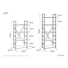 Loft R4 könyvespolc, 60X30, fekete, fekete