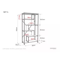 Net A polc, 85X35, fekete, fekete