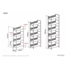 Raw R5 polc, 60X28, fekete, fekete