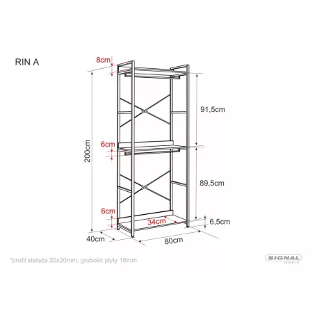 Rin A könyvespolc, 80X40, fekete, fekete