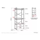 Rin C könyvespolc, 80X40, fekete, fekete