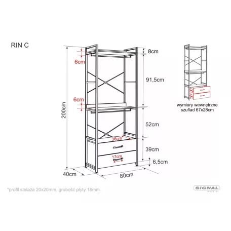 Rin C könyvespolc, 80X40, fekete, fekete
