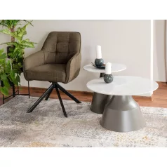 Itaka dohányzóasztal szett, 70X70, matt szürke, fehér