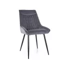 Agat bársony szék, matt fekete, szürke