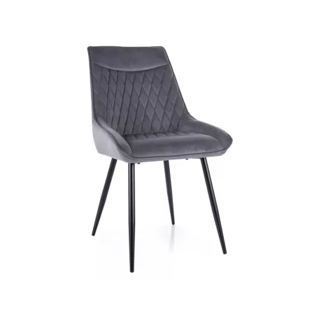 Agat bársony szék, matt fekete, szürke