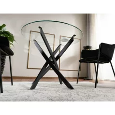 Agis asztal, 90X90, matt fekete, üveg