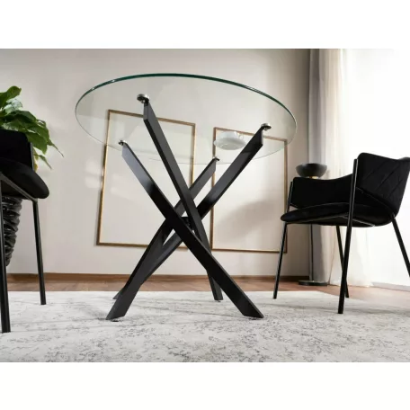 Agis asztal, 90X90, matt fekete, üveg