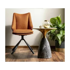   Leo dohányzóasztal, 50X50, szürke + arany, fehér fényes márványhatású