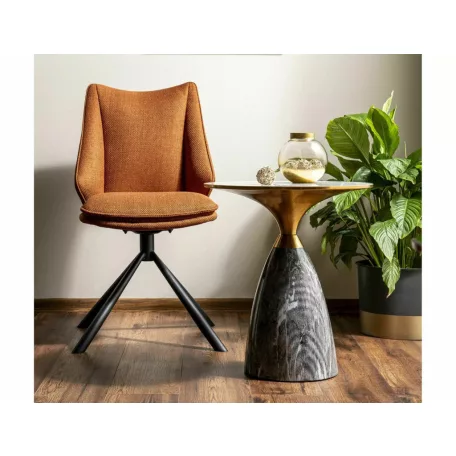 Leo dohányzóasztal, 50X50, szürke + arany, fehér fényes márványhatású